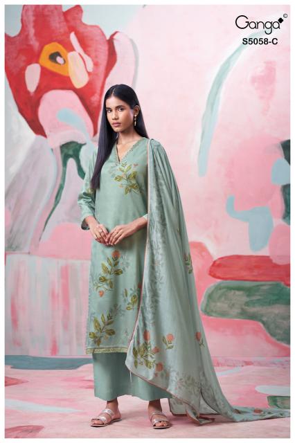 Ganga elysia 5058 wholesale dress materials in chickpet bangalore